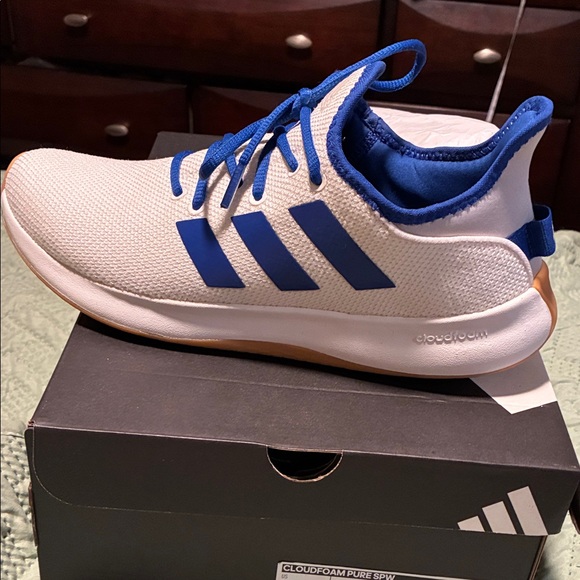 Adidas Cloudfoam Pure SPW Sneakers - White and Blue - Picture 2 of 8